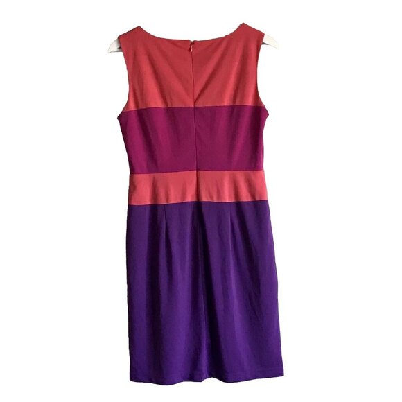 Adrianna Papell Sleeveless Colorblock Jersey Sheath Dress Hyacinth Size 6P - Picture 2 of 8
